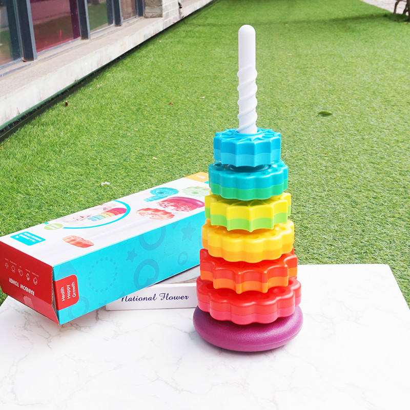 Stacking children's puzzle Rainbow Rotary Roll Roll Baby 1 - 2 - 3 years old fun cup tower toy