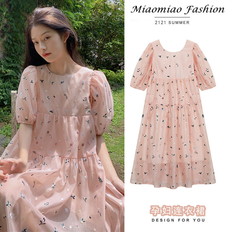 Maternity Summer Wear 2021 New Maternity Floral Dress Summer Women European and American Style Maternity Skirt Chiffon Spring Summer