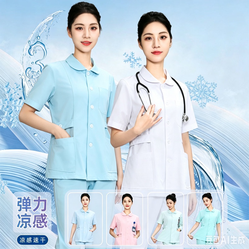 Elastic and Cool Nurse Uniform Set for Women, Medical Uniform, Summer Quick-Drying Work Clothes, Dental Clinic Maternity Nurse Uniform, Doll Collar