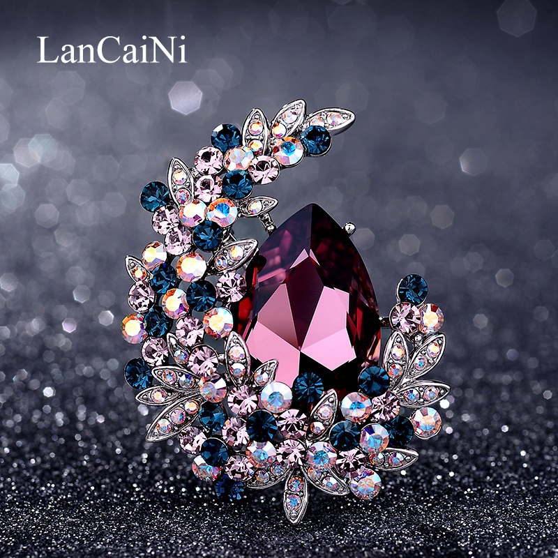 Brooch high-end female corsage pin buckle Shihua crystal design sense luxury atmosphere send mother coat suit accessories