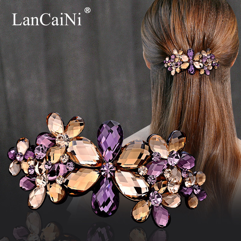 Headwear Crystal Hairpin South Korea Adult Hair Accessories 100 Hitch Elegant Water Drill Hairpin Large Disc Hair Spring Hairpin Hair Clip