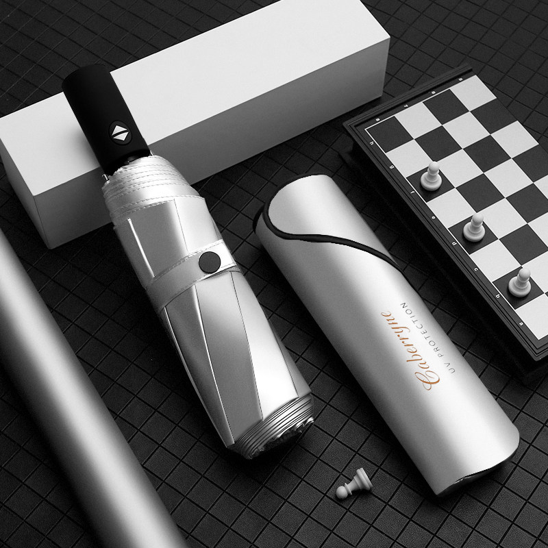 Fully automatic sunshade anti-UV male and female clear umbrella reinforced windproof beach umbrella sunscreen upf50 double layer