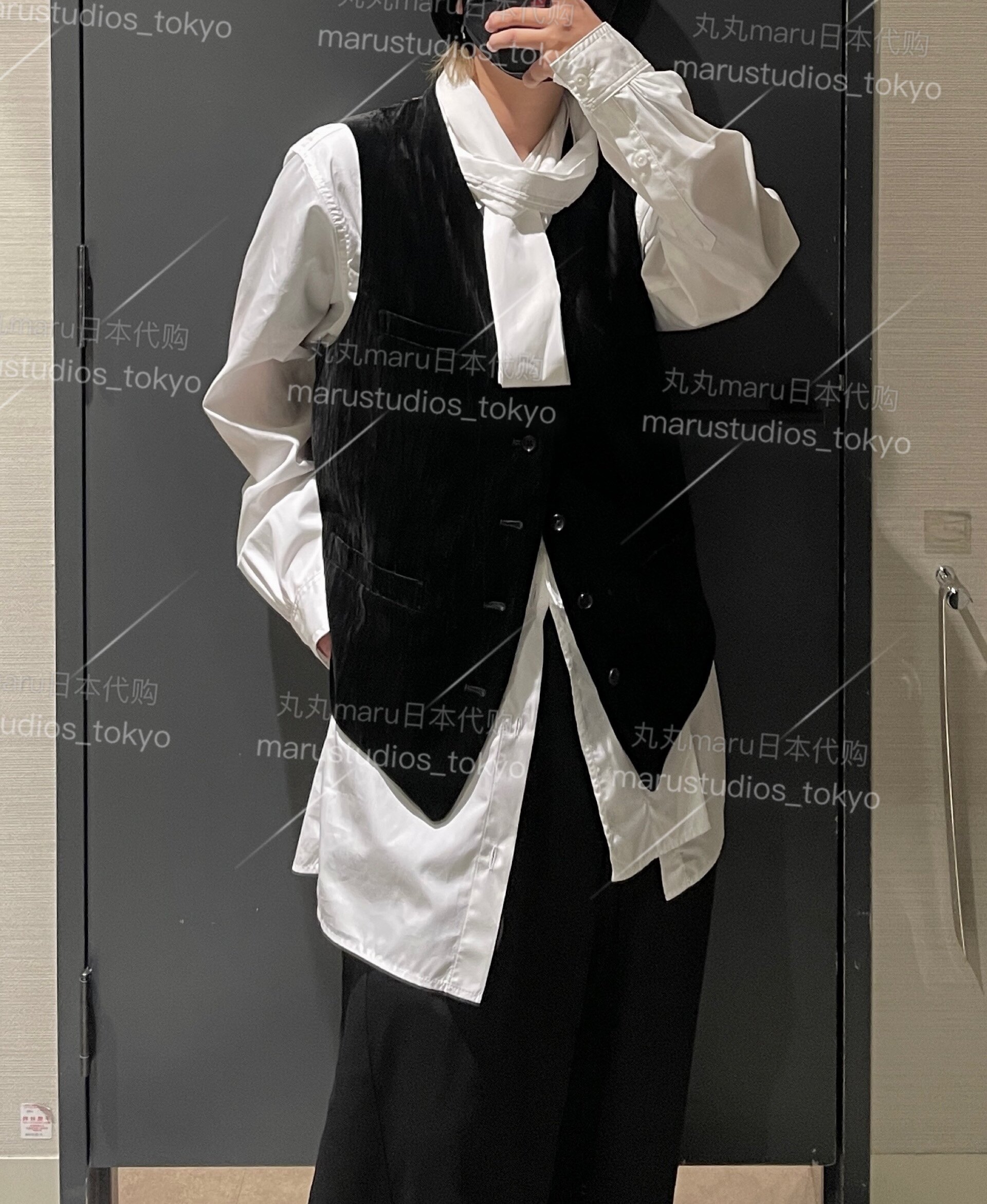 Жилеты 折 日本代购 23aw yohji 山本耀司 秀款 后侧拼接 丝绒 背心马甲 OTHER