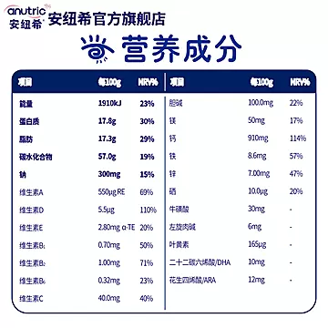 安纽希贝诺eye学生配方全脂奶粉800g[50元优惠券]-寻折猪