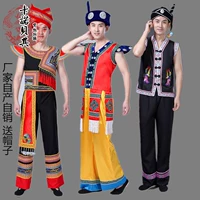 Trang phục Zhuang Trang phục múa thiểu số Quảng Tây Ba tháng ba bài hát nam nữ trưởng thành Trang phục Zhuang áo thể thao