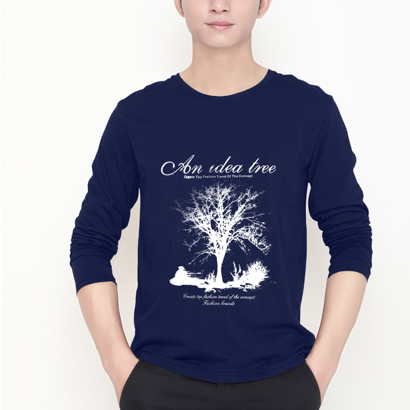 Áo thun dài tay nam cổ tròn cotton mỏng, áo sơ mi nữ thanh niên cộng với phân bón XL chất béo béo mùa thu mặc ngoài ao phong nam