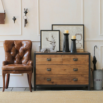 American industrial wind wrought iron storage locker solid wood porch cabinet chest of drawers drawer style sideboard retro cabinet