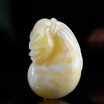 Mi La Pang Ingot natural water drop Beeswax pendant Sweater chain Chanterelle yellow money bag Princess buckle with chain bracelet