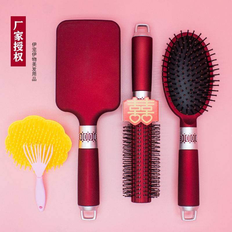 Comb wedding dowry a pair of red female long hair rolling comb wedding supplies bridal gift massage air cushion comb set