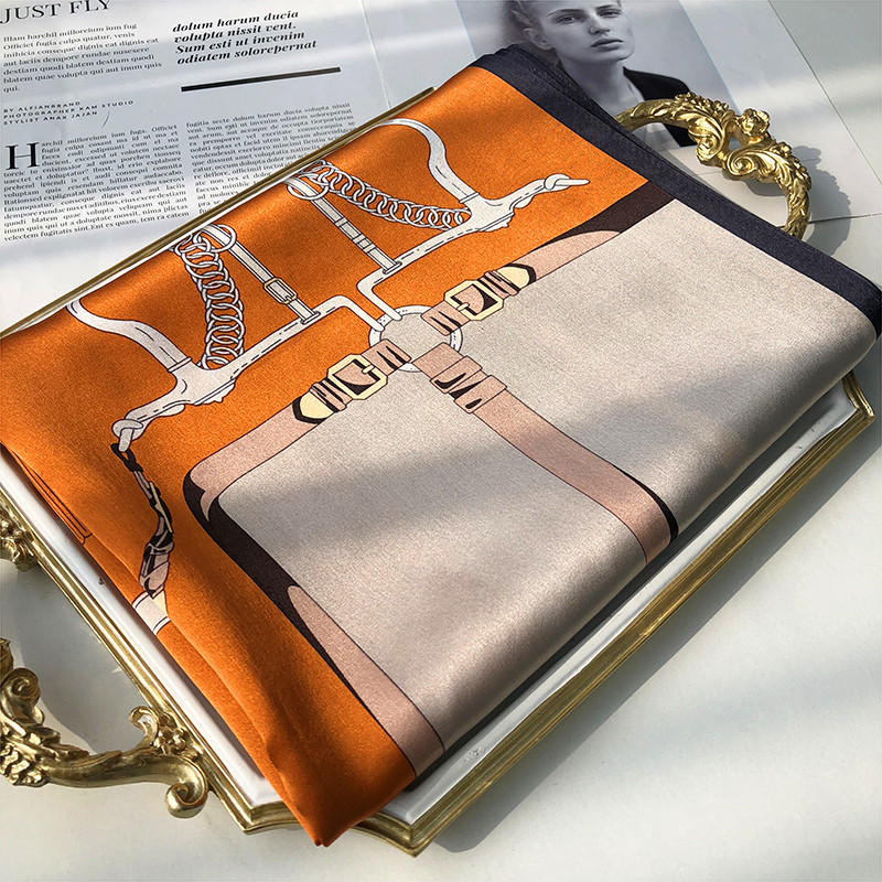 Hangzhou Silk High-End French Satin Silk Scarf, Genuine Silk Women's Long Silk Scarf for Spring and Autumn, Dual-Use as a Shawl Hangzhou Silk High-End French Satin Silk Scarf, Genuine Silk Women's Long Silk Scarf for Spring and Autumn, Dual-Use as a Shawl