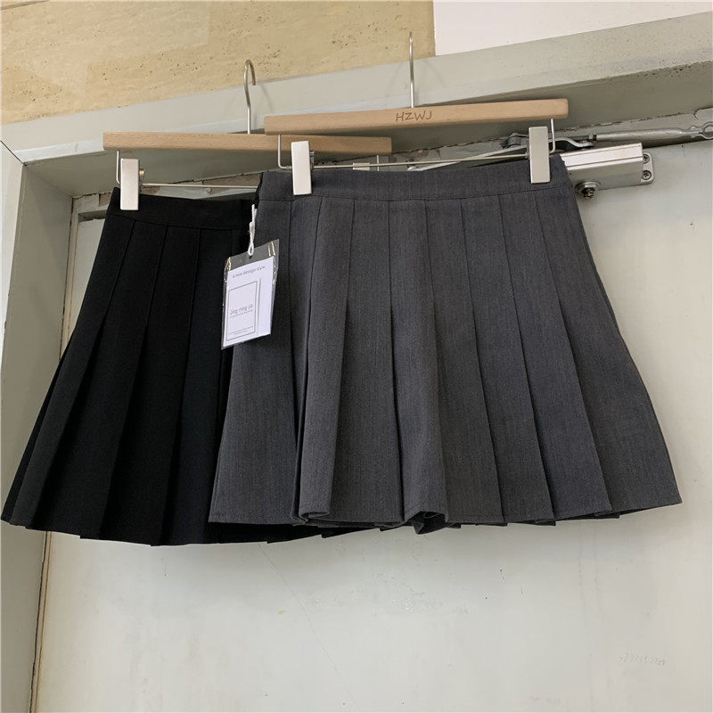Jinrongjia 19161 gray pleated skirt women's A-line skirt 2022 autumn high waist thin suit material short skirt
