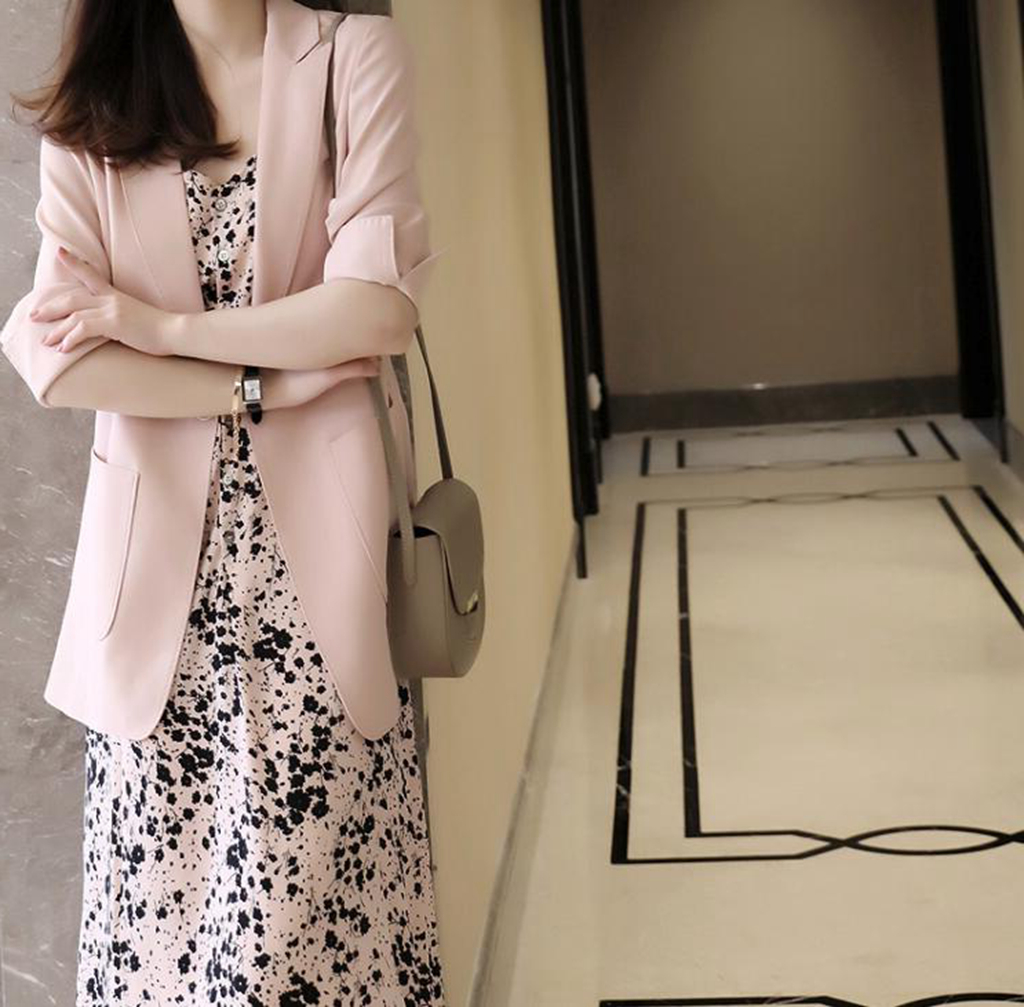 Japan spring and autumn new small suit pink temperament fashion suit women's coat thin hanging elegant ol