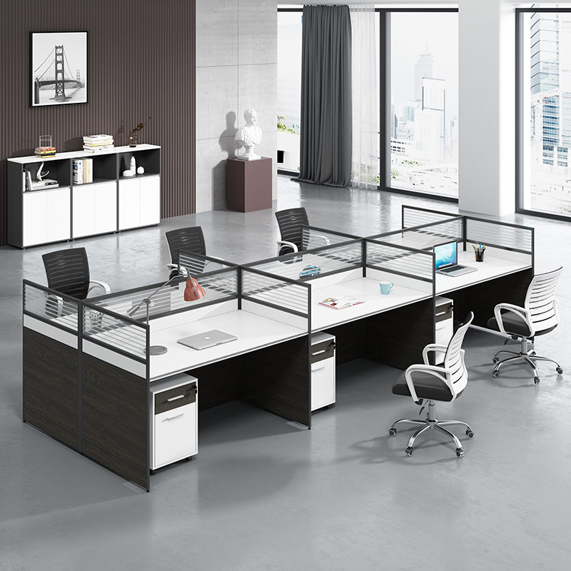 Staff desk screen partition office desk and chair combination 4 6 artificial modern simple office card holder