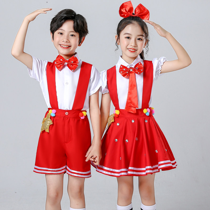 June 1 children's chorus costumes shining little red star children's dance costumes primary and secondary school students recitation costumes
