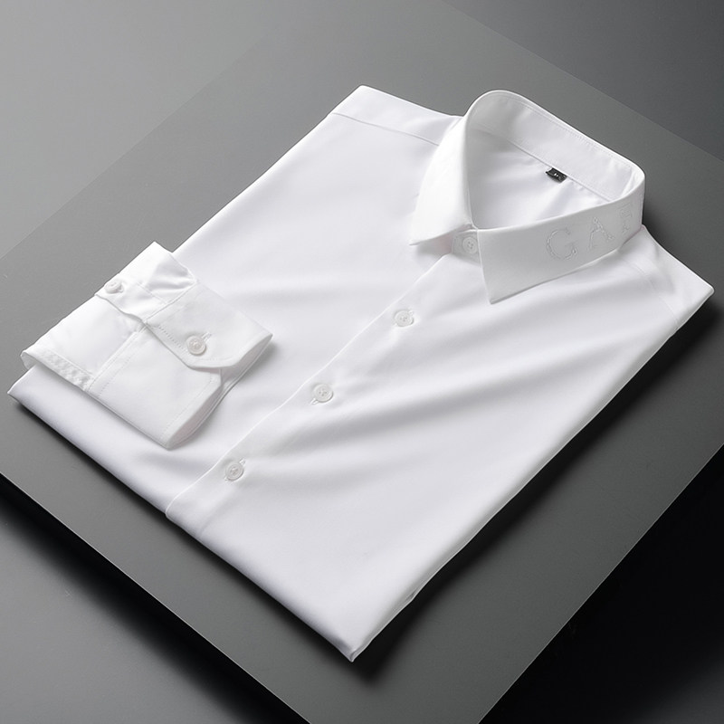 Autumn embroidery light business shirt men's long-sleeved work professional slim inch shirt Korean version of the trend fashion men's shirt