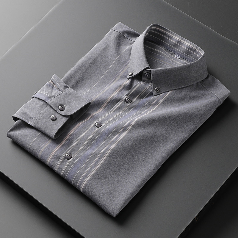 2021 Fall Anti-wrinkle Striped Shirt Male long sleeves Surge Inches for Business Fashion Casual Fashion Men's Shirts
