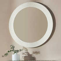 French cream style mirror wall-mounted bathroom bathroom cosmetic mirror home round wall-mounted entrance fireplace decorative mirror