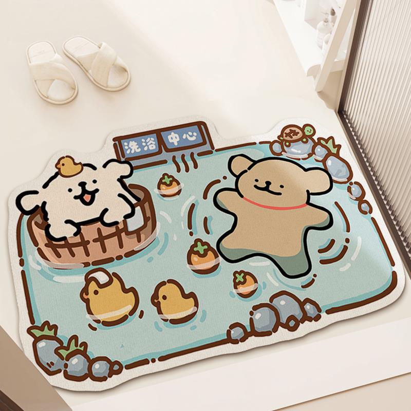 Cartoon Bathroom Floor Mat Diatom Mud Absorbent Foot Mat Non-Slip Carpet Bathroom Toilet Door Shower Room Mat