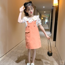 Childrens dress big two-piece summer dress 2020 Korean Summer Girl version set fashionable childrens new girl strap