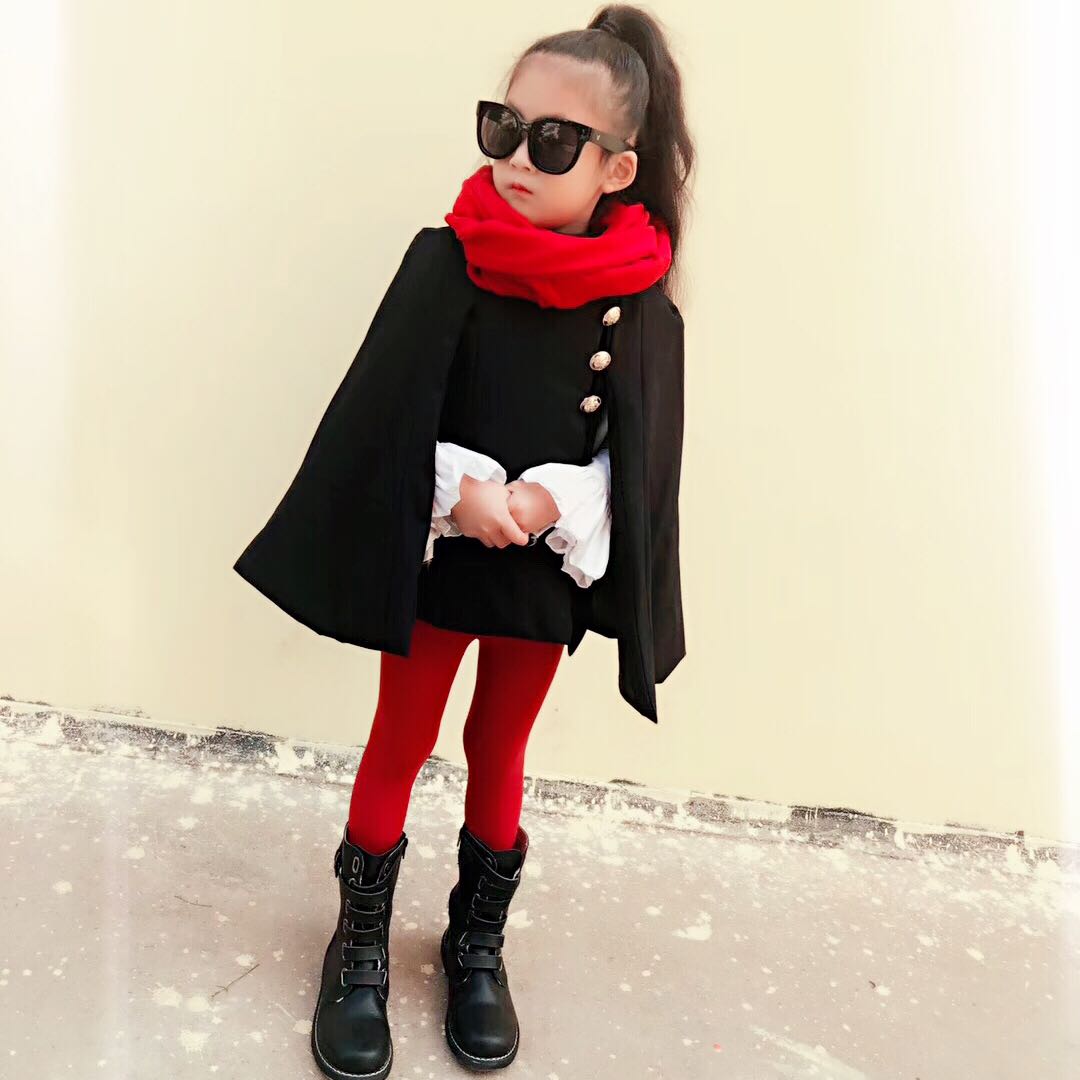 Áo choàng trẻ em mùa thu đông 2018 mới cho bé gái mặc đồ bé gái Áo gió dày khăn choàng blazer bộ gia đình đi biển