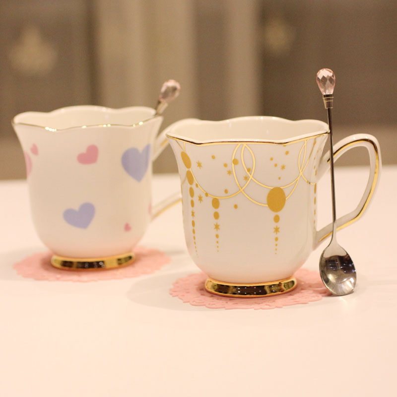 Coffee Cup Set Bone China Afternoon Tea Set Nordic Flower Tea Cup Household Creative Ceramic Simple European Small Luxury