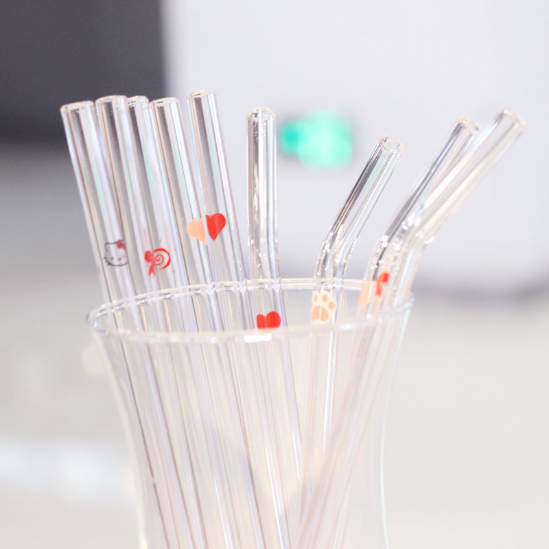 Heat resistant and high temperature lazy transparent juice beverage glass straw tube straw tube bow