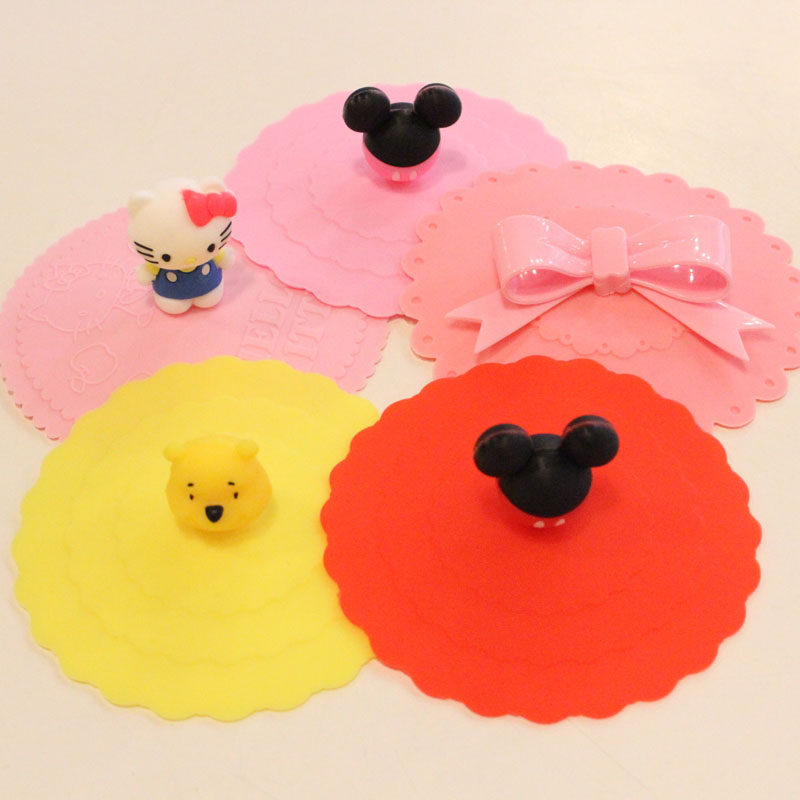 Bowknot magic leak-proof silicone cup lid KT creative non-toxic mug cup milk sealing cup lid