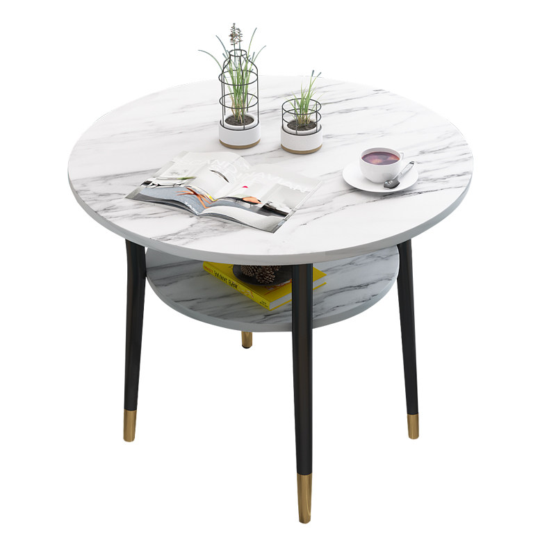 Leisure double-layer round table home small dining table small coffee table coffee table conference negotiation table reception table combination table and chairs