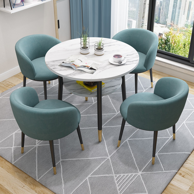 Light luxury negotiation reception table leisure meeting guest milk tea shop rest area sample house display center small household round simple table and chair combination