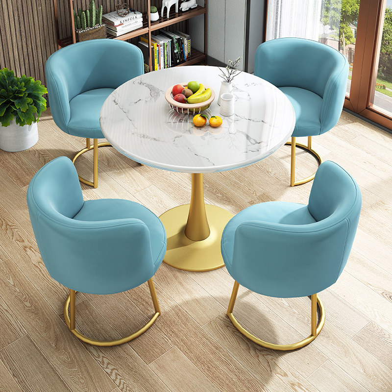 Light luxury leisure balcony small table and chair coffee table marble negotiation table modern minimalist business reception table and chair combination