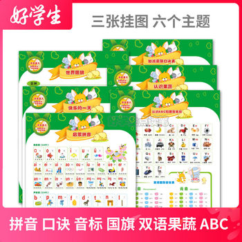 Good Student Set Includes Baby Audio Flashcards with Pinyin, Oral Calculation, Bilingual Fruit and Vegetable, National Flag, and Phonetic Symbol Recognition