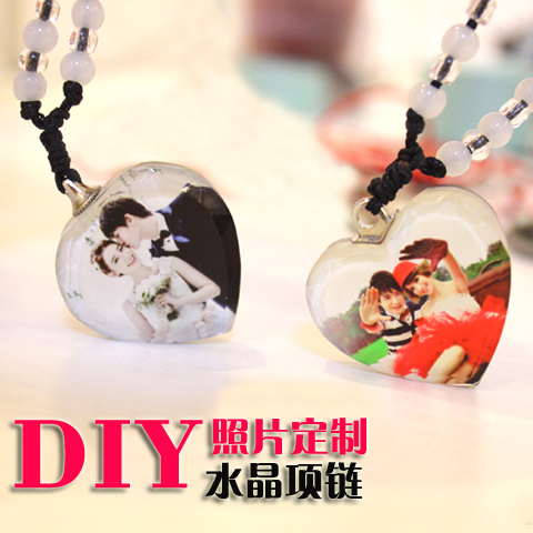 DIY photo Customized crystal necklace male and female couple baby lettering pendant creative birthday present to girlfriend