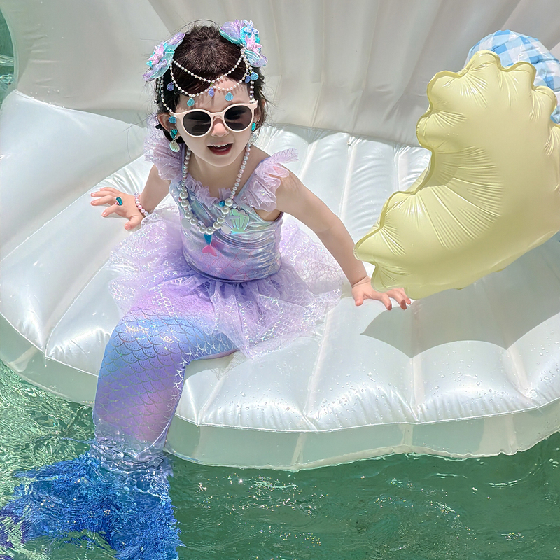 Children's Mermaid Swimsuit Purple Gradient Princess Style Mermaid Tail Sweet and Cute Mermaid Swimsuit
