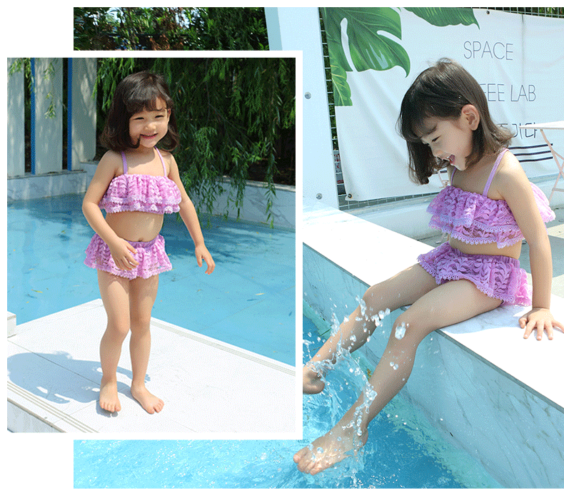 Đồ bơi trẻ em cho bé gái bikini trắng 3-4-5-6 tuổi đồ bơi nữ sinh