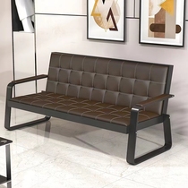 Office Sofa Trio SIMPLE IRON STAND MODERN RECEPTION GUESTS STRIP CHAIR OFFICE SOFA TEA TABLE COMBINATION