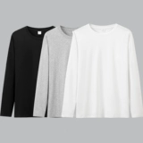 Японская цветная футболка, хлопковая белая утепленный лонгслив для школьников, 220 грамм, осенняя