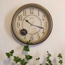 RHYTHM Li Sheng wall clock Living room bedroom office Elegant solid wood pastoral countryside silent wheat ear flower CMG985