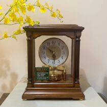 RHYTH Japan Lisheng triple bell rotating living room office entrance solid wood desk clock CRH176