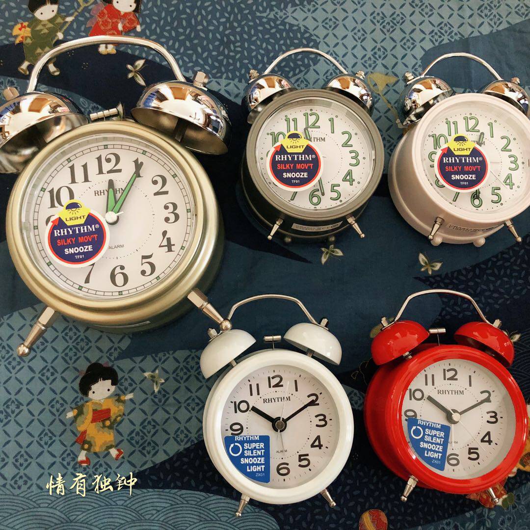 Japan RHYTHM Lising alarm clock Living room Bedroom student Children mute headboard night light CRA843 845