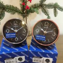 Japan RHYTHM Lisheng European ultra-quiet metal bedside table clock Living room bedroom office table clock CRE958