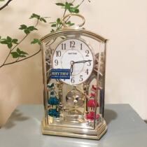 Japan RHYTHM Li Sheng table clock European modern pastoral living room bedroom crystal mute 4RP796