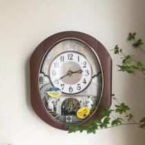 RHYTHM Lisheng wall clock living room European retro rotary dynamic and static sound timekeeping creative art 4MH751