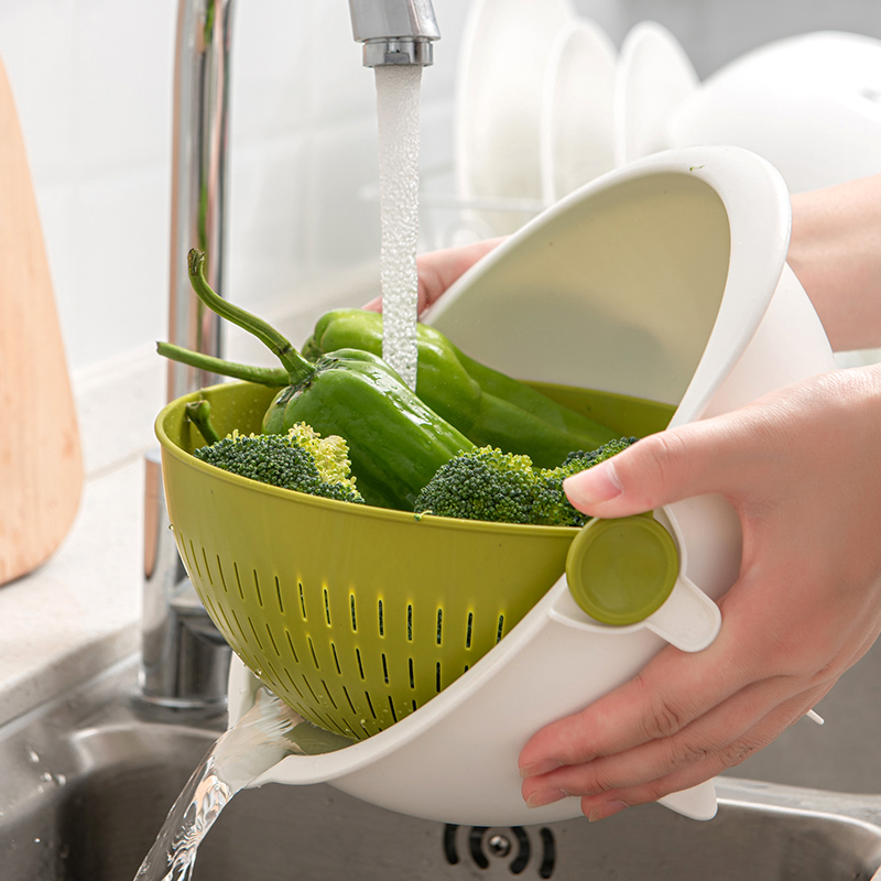 Double Layer Washing basin Leaching basket Kitchen Wash Fruit Vegetables Vegetable Basket Taverware Creative Living Room Fruit Panzer