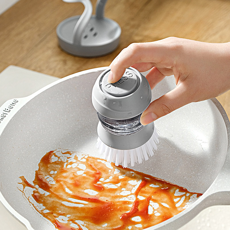 Shake-in-style Kitchen Brush Pot brushed bowls Divine Instrumental Creative Soap Liquid Brush Add Wash And Finish Press-type washing pan brush dishes