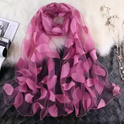 Silk scarf women's long version 2020 new scarf scarf spring and autumn thin mother middle-aged Korean version of Joker shawl dual use