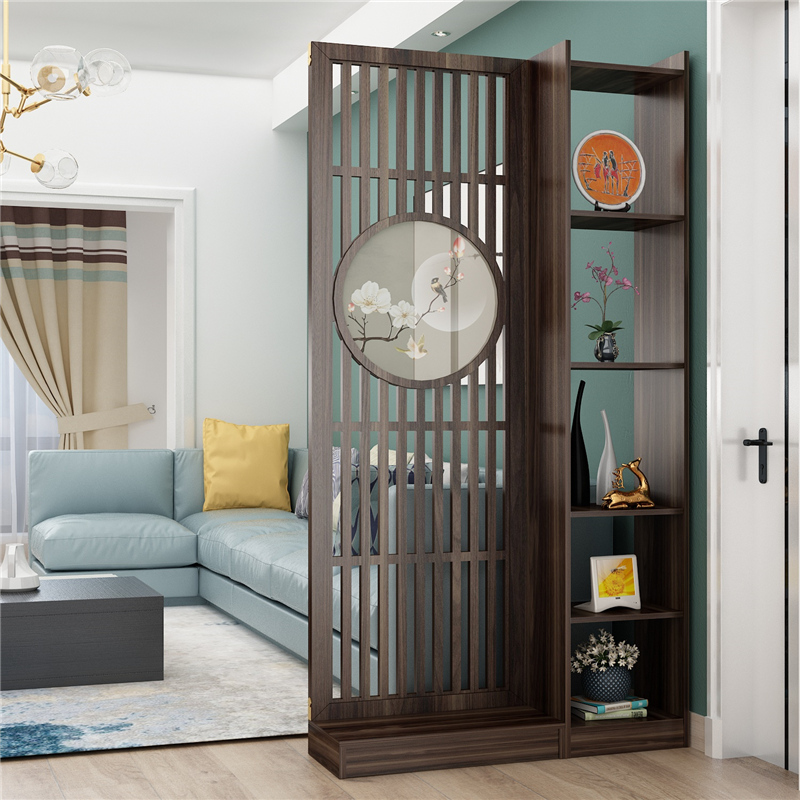 Living room screen partition decorative wall new Chinese-style entrance hallway cabinet simple modern entrance block solid wood shelf