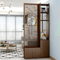 Modern living room foyer screen partition new Chinese porch cabinet entrance decoration hollow carved store wine rack shoe cabinet