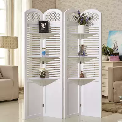 Pastoral screen partition porch White simple fashion hollow carved office hotel living room bedroom folding screen