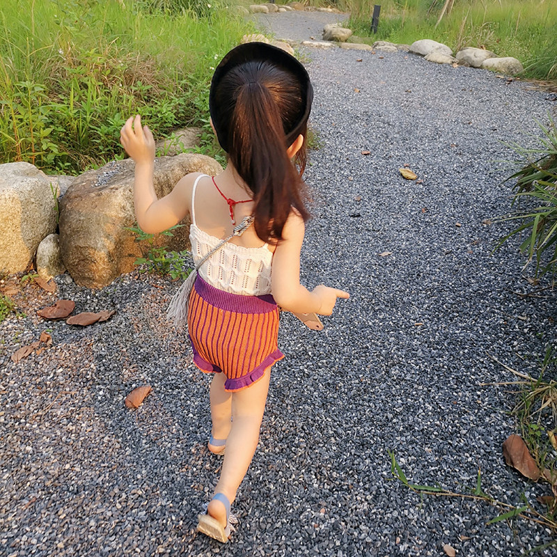 Small Honey Candy Child Clothing Girl Shorts Summer Summer Dress Foreign Pie Children Baby Harnesses Women's Striped Ice Silk Pants Tide