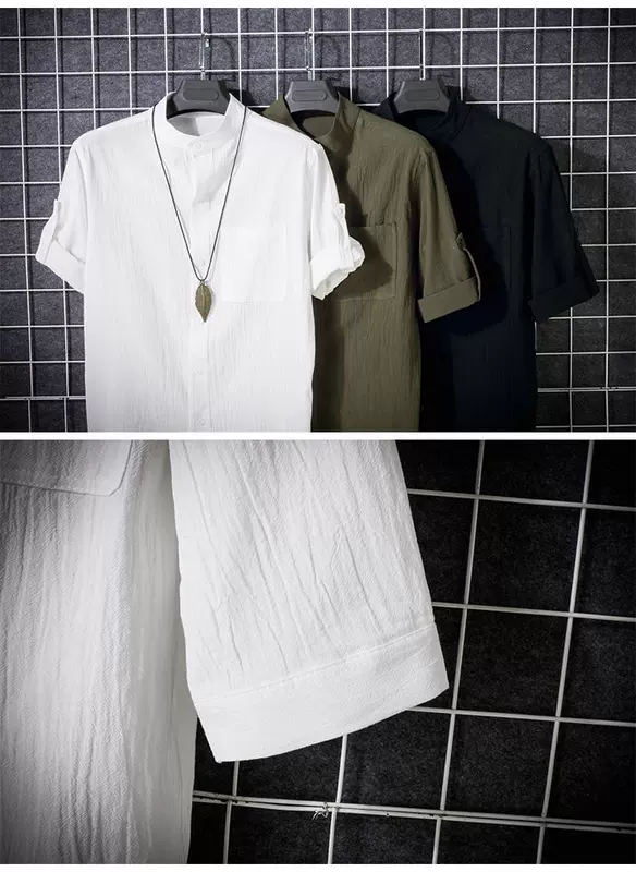 Áo sơ mi trắng tay ngắn mùa hè nam mỏng phiên bản Hàn Quốc của xu hướng áo sơ mi tay dài nửa tay giản dị - Áo